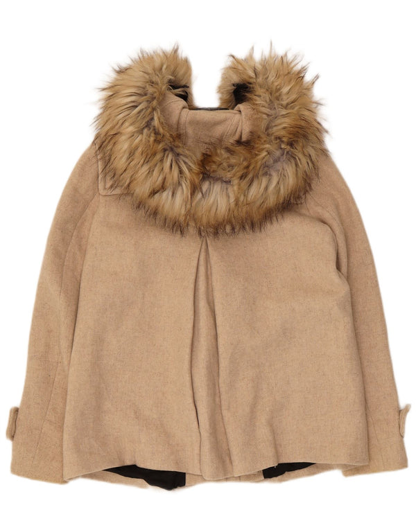 Übergroßer Dufflecoat mit Kapuze von Zara für Damen, UK 6, XS, Beige