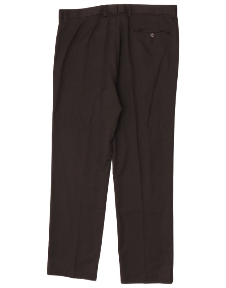 Marks & Spencer Mens Straight Regular Suit Trousers W36 L31 Black Polyester
