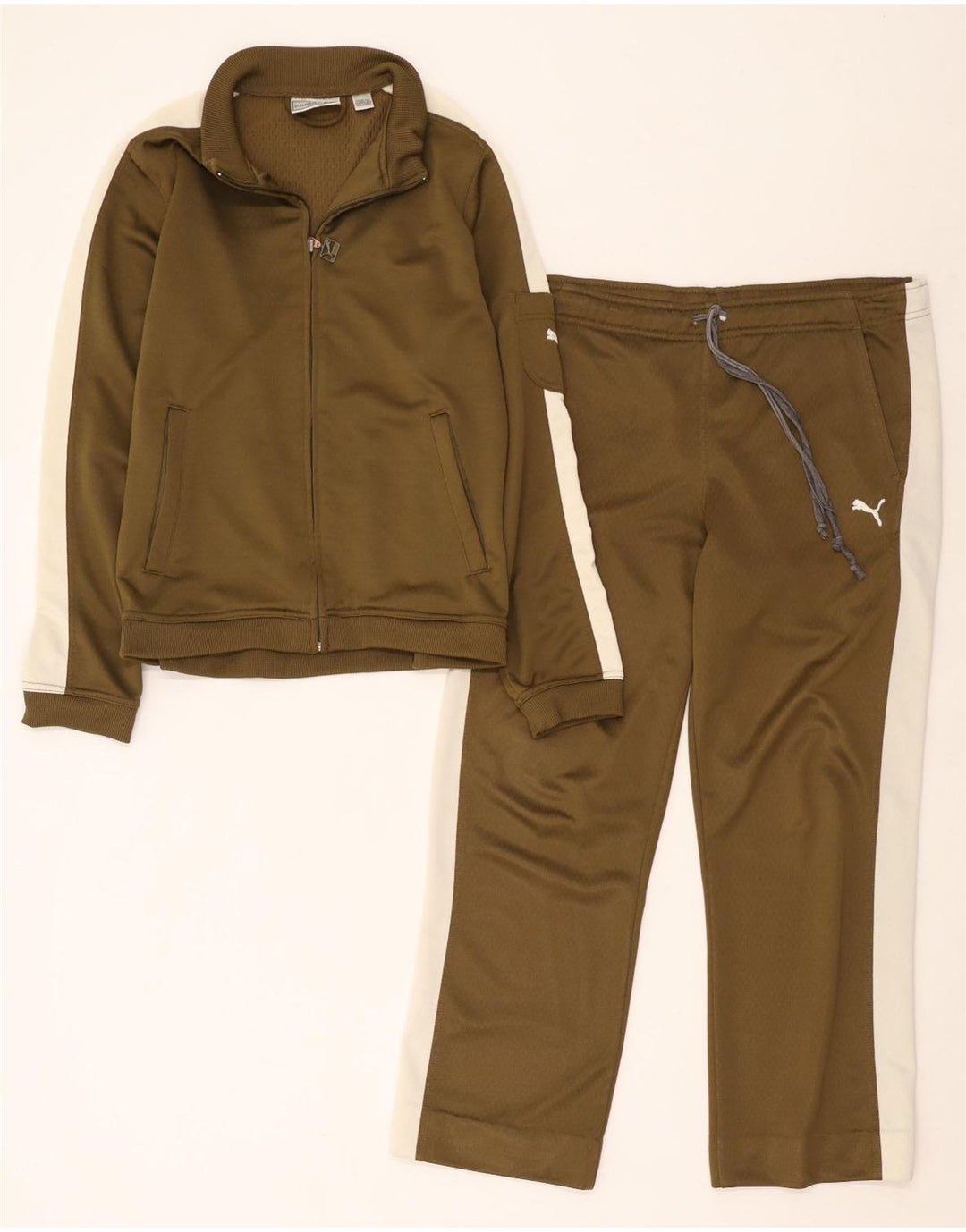 Puma Womens Full Tracksuit UK 12 Medium  Khaki Colourblock Polyester