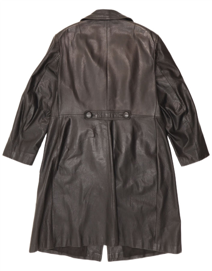 Cappotto in pelle vintage da donna IT 52 2XL Nero