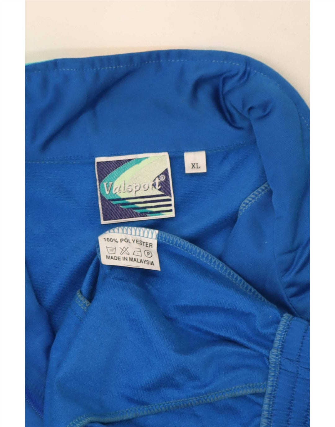 Vintage Mens Graphic Tracksuit Top Jacket XL Blue Colourblock Polyester