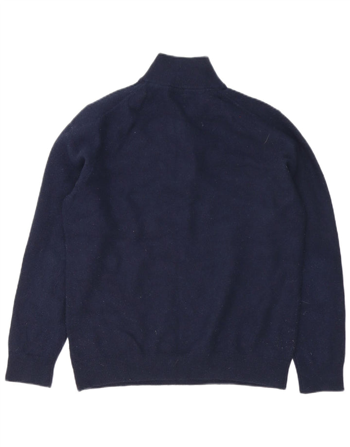 Massimo Dutti Mens Zip Neck Jumper Sweater Medium Navy Blue Wool