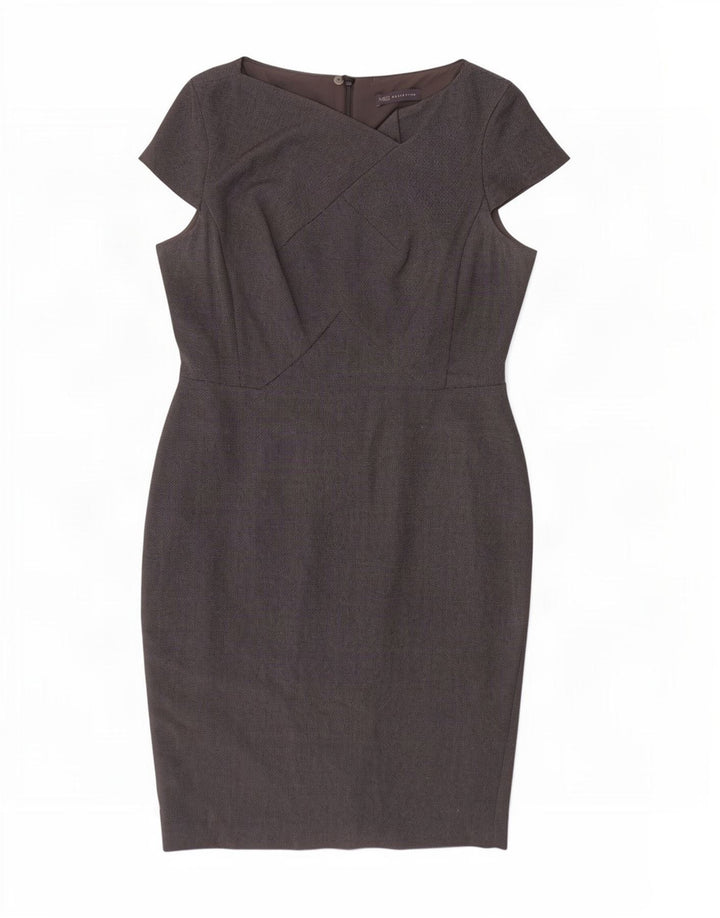 Vestido bainha feminino Marks & Spencer Reino Unido 14 grande poliéster cinza