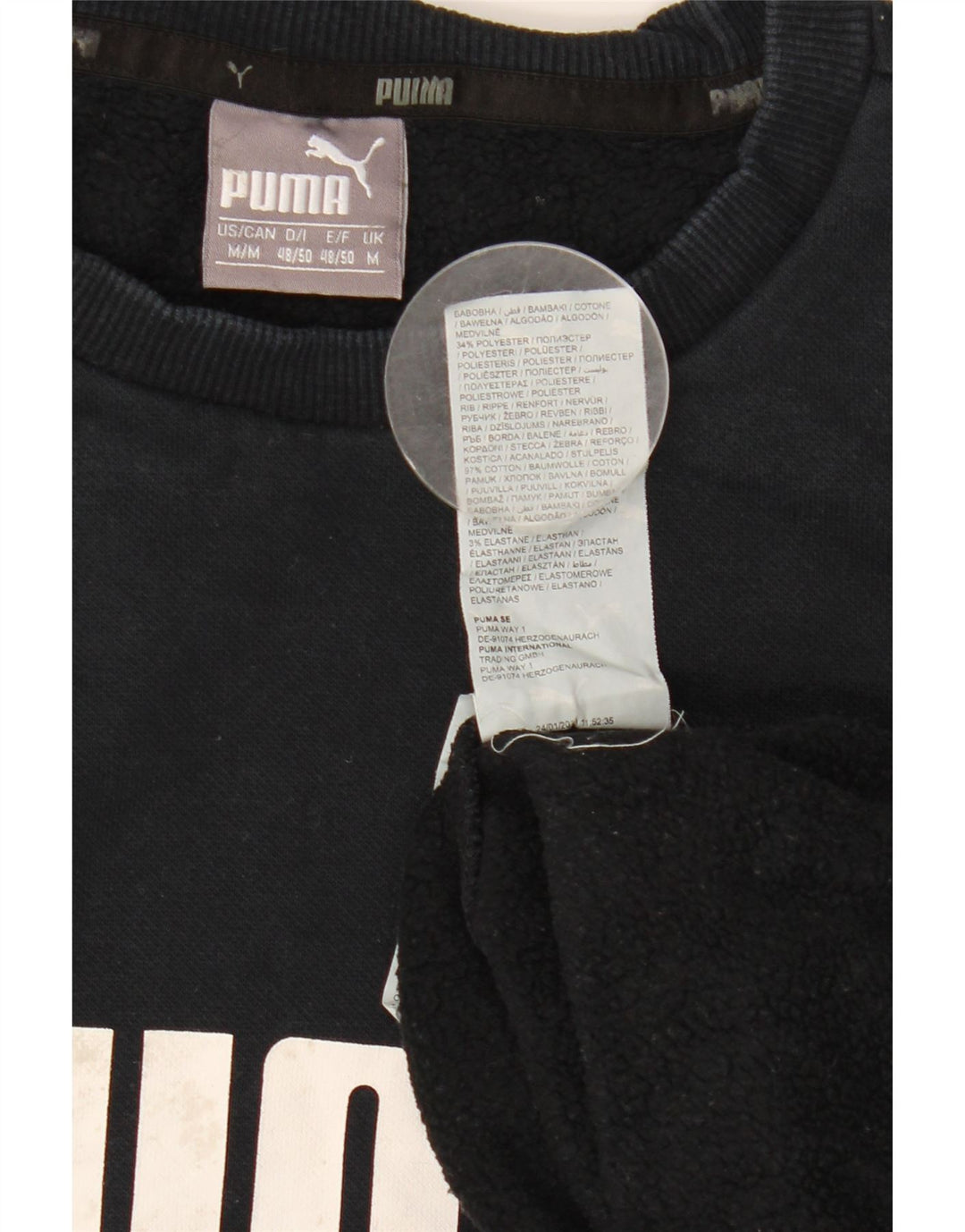 Puma Mens Graphic Sweatshirt Jumper Medium Navy Blue Cotton