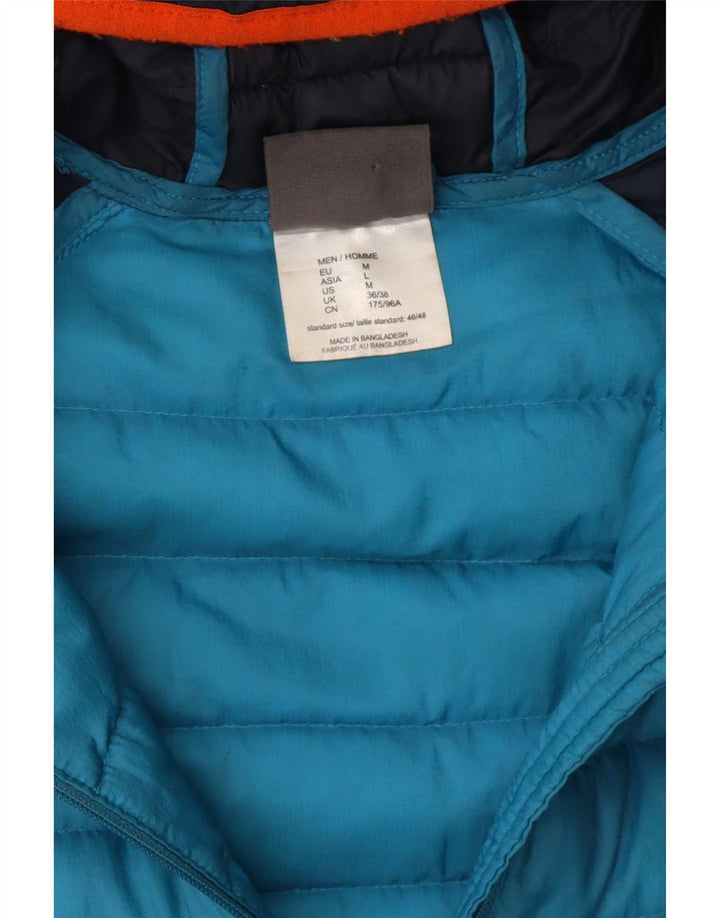 Jack Wolfskin Mens Hooded Padded Jacket UK 36/38 Medium Blue Colourblock