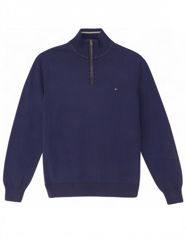 Tommy Hilfiger Ženski džemper s izrezom s patentnim zatvaračem UK 16 Veliki tamnoplavi pamuk