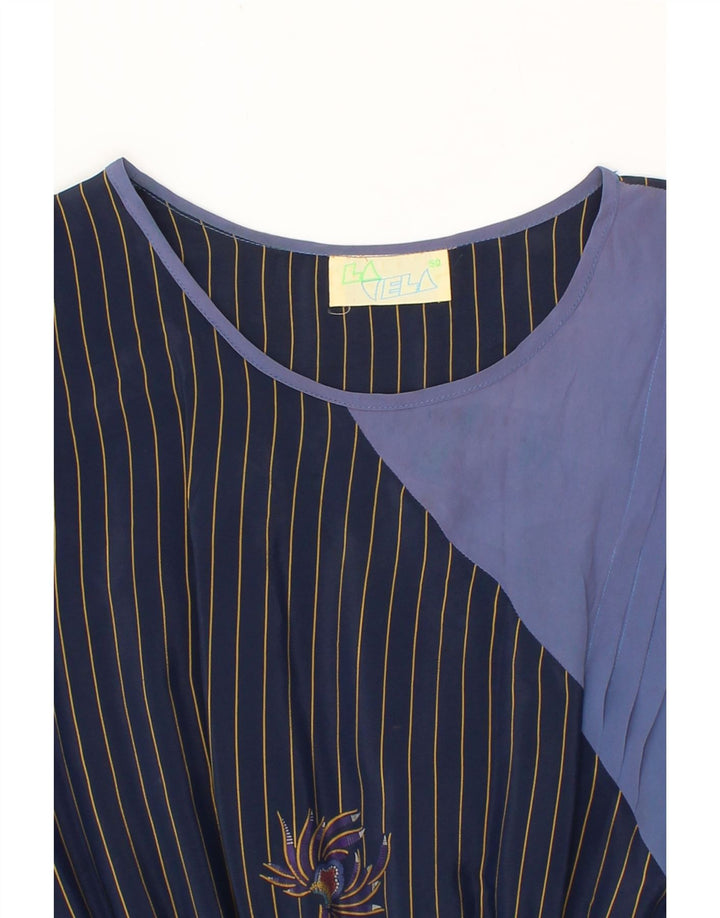 VINTAGE Womens Sleeveless Basic Dress IT 50 XL Navy Blue Striped Vintage Vintage and Second-Hand Vintage from Messina Hembry 