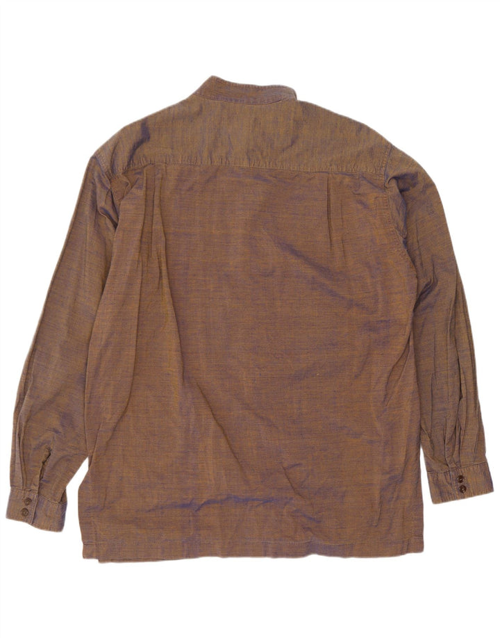 Chemise homme vintage coton marron moyen
