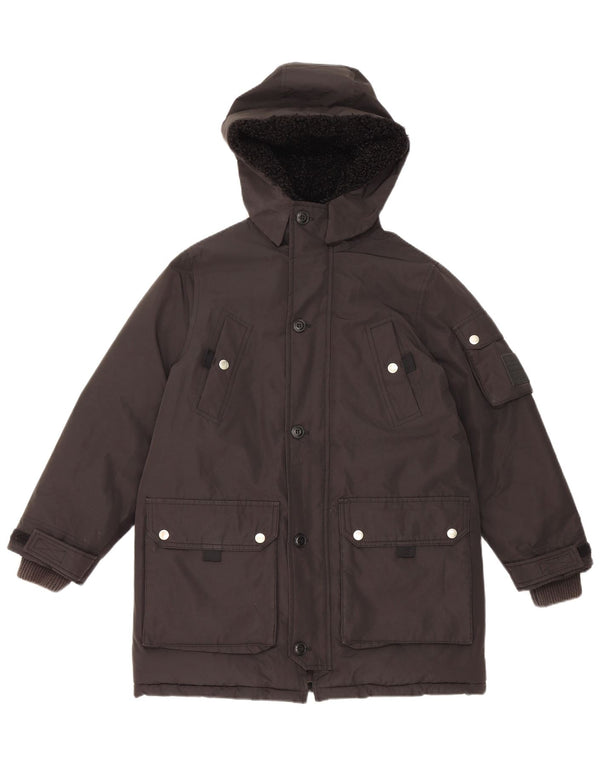Diesel Womens Hooded Parka Jacket UK 10 Small Black Polyester