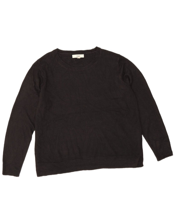 Marks & Spencer Womens Boat Neck Jumper Sweater UK 16 Large Black Acrylic