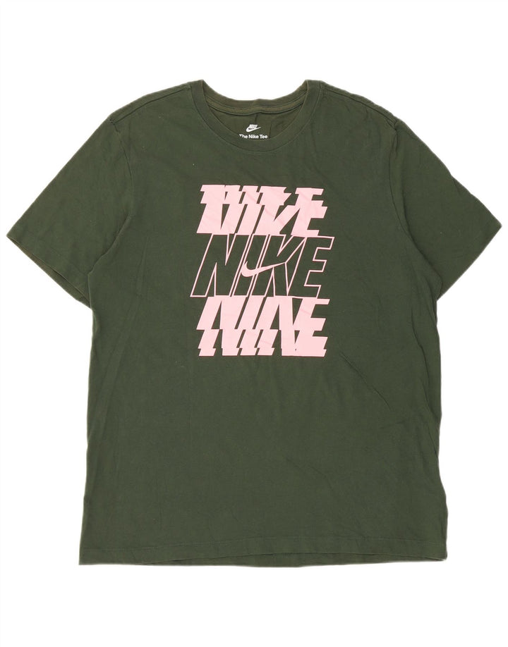 Nike Mens Graphic T-Shirt Top Large Green Cotton