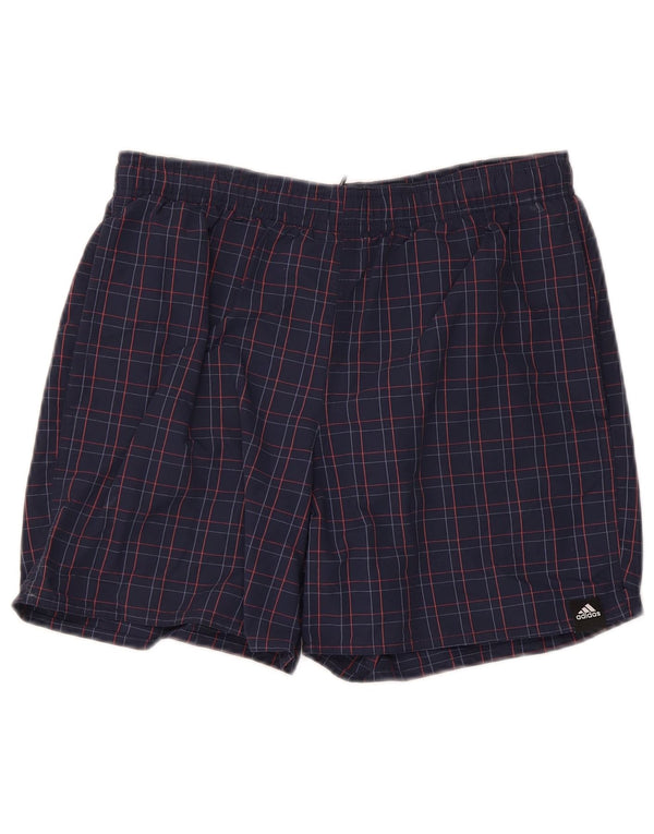Pantaloncini sportivi Adidas da uomo piccoli in poliammide a quadri blu navy