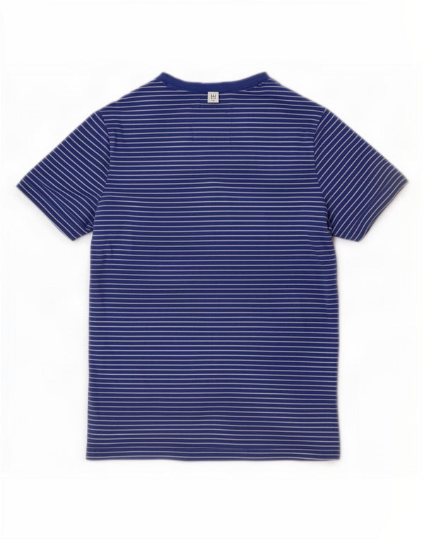 Hollister Homme T-Shirt Top Small Bleu Rayé Coton
