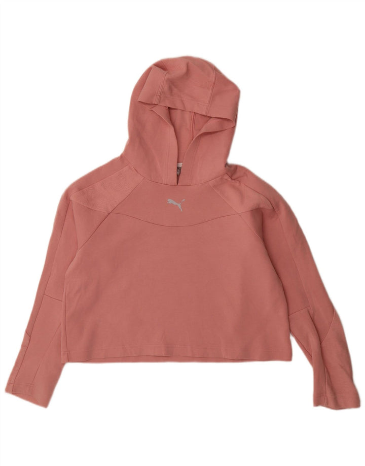 Puma Womens Crop Hoodie Jumper UK 14 Medium Pink