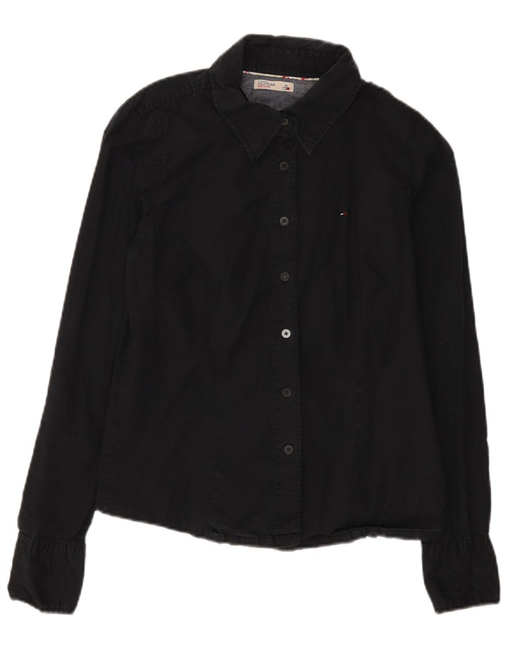 Tommy Hilfiger Dameskjorte UK 12 Medium Sort Bomuld