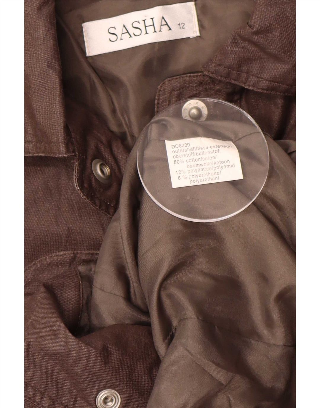 Giacca militare da donna Sasha UK 12 Cotone marrone medio