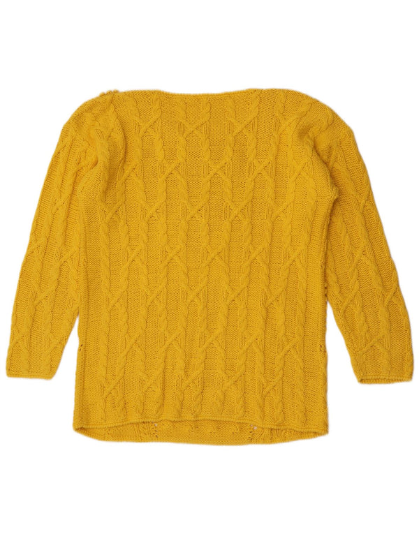Vintage Damen Pullover mit U-Boot-Ausschnitt, UK 14, mittelgelbe Baumwolle