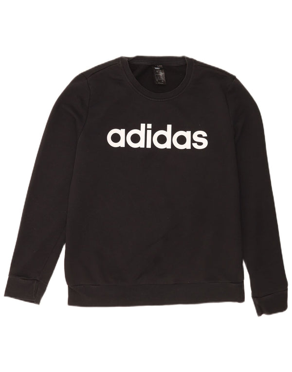 Adidas Womens Graphic Sweatshirt Jumper UK 12/14 Medium Black Sports