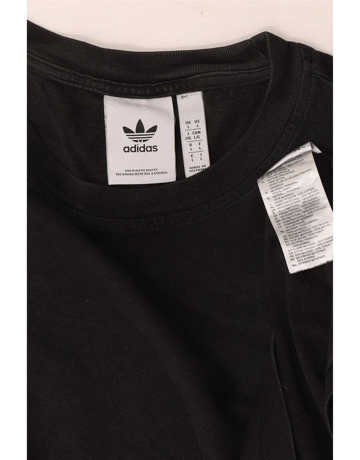 Adidas Mens T-Shirt Top Large Black Cotton