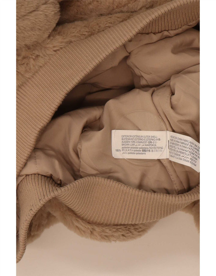 Zara Teddybär-Bomberjacke für Mädchen, 9–10 Jahre, beige, Polyester