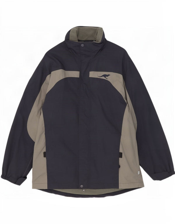 Jaqueta de chuva masculina Kangaroos com capuz UK 40 grande azul marinho Colourblock Nylon