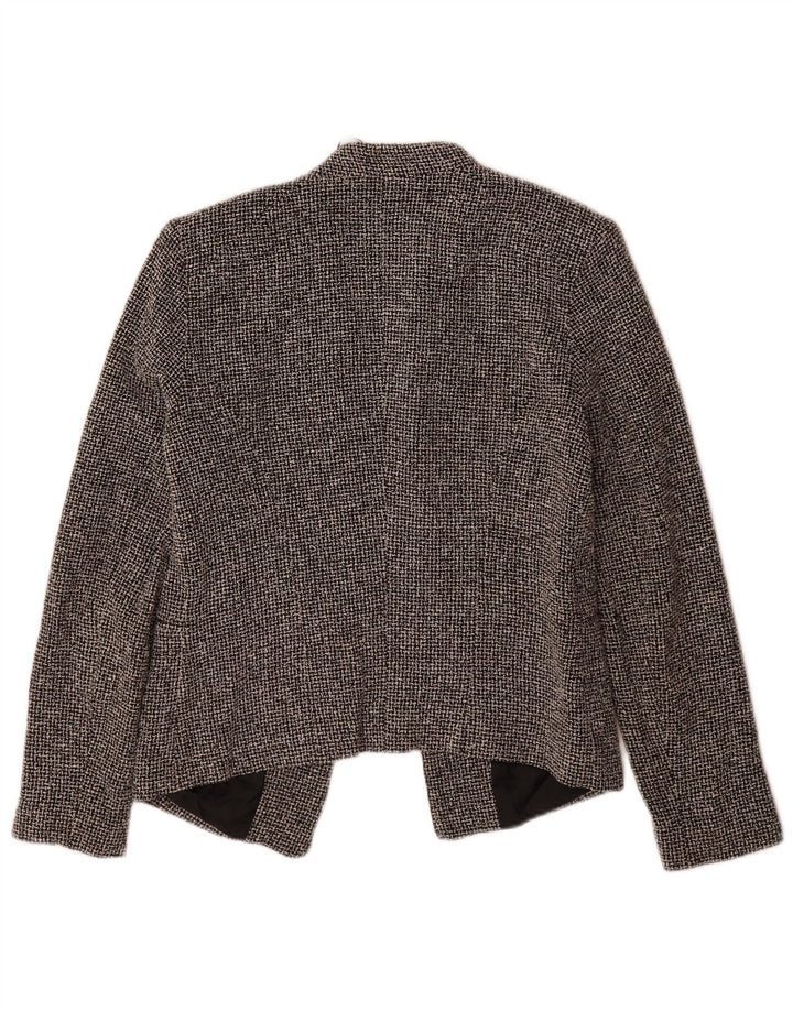 Topshop Womens Open Blazer Jacket UK 10 Small Black Check Cotton