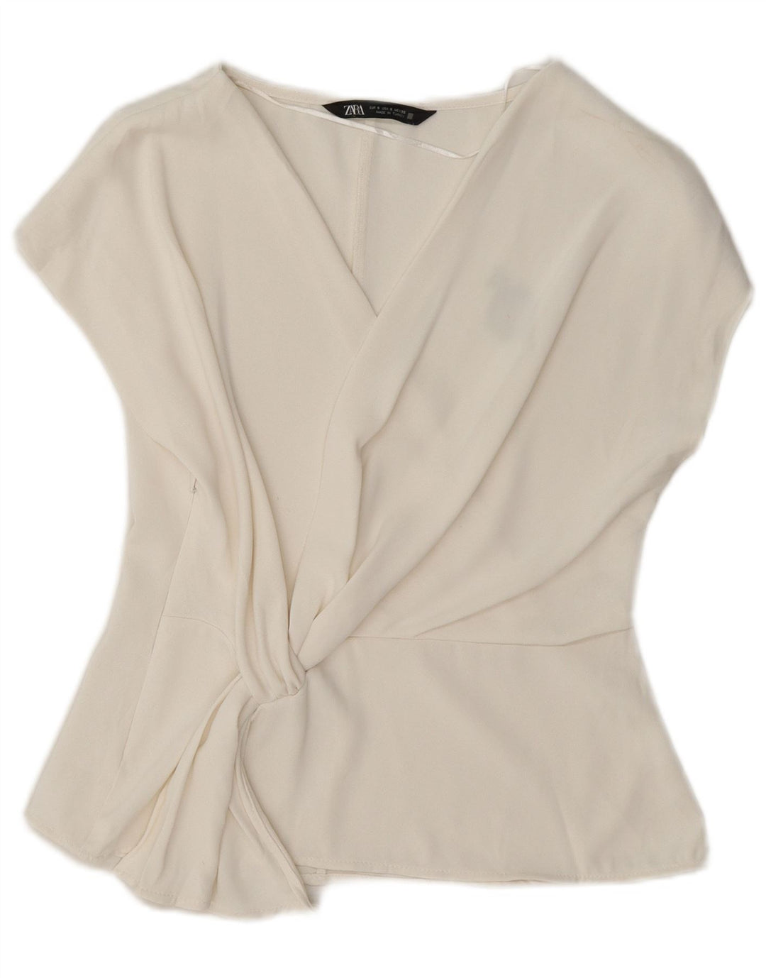 Zara Damen Bluse Top UK 10 Small Weiß Polyester