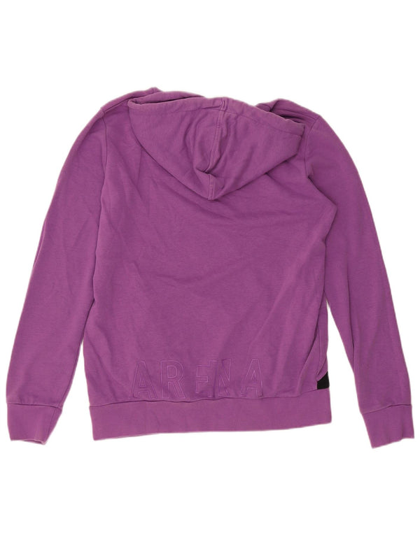 Arena Womens Hoodie Jumper UK 14 Medium Purple Colourblock Cotton