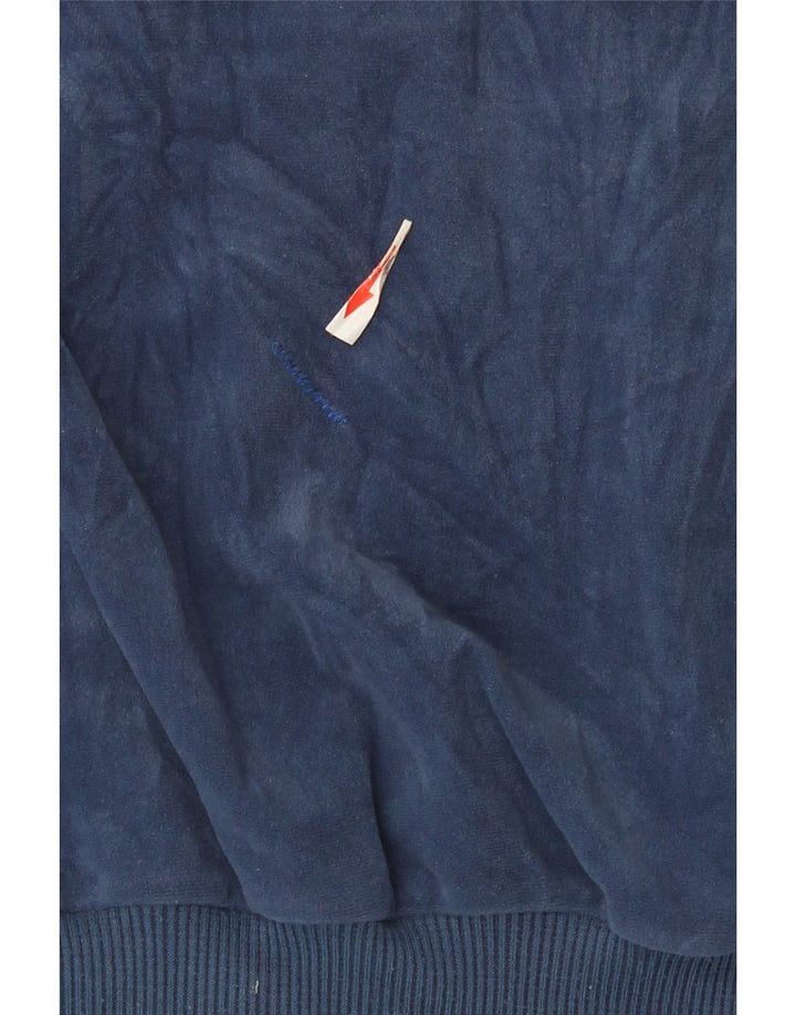 Adidas Herre Velour Træningsdragt Top Jakke UK 40/42 Medium Navy Blue Polyester