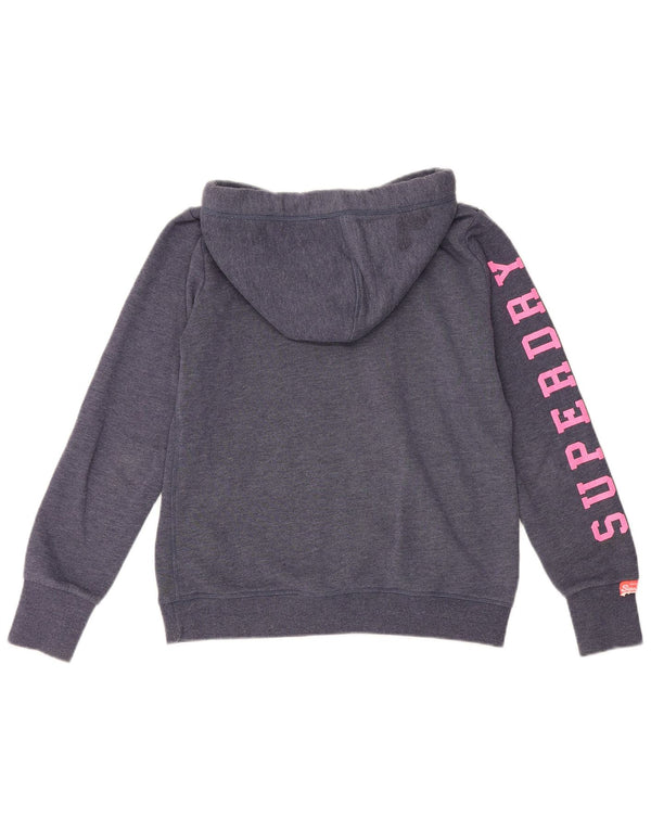 Felpa con cappuccio grafica da donna Superdry UK 16 grande cotone blu