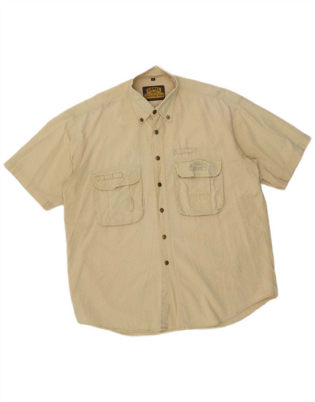 Camel Active Mens Utility Short Sleeve Shirt XL Beige Cotton
