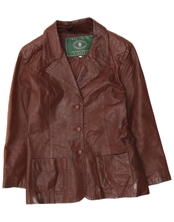 Lavorazione Artigianale Damen-Blazerjacke mit 3 Knöpfen IT 44 Mittelbraun