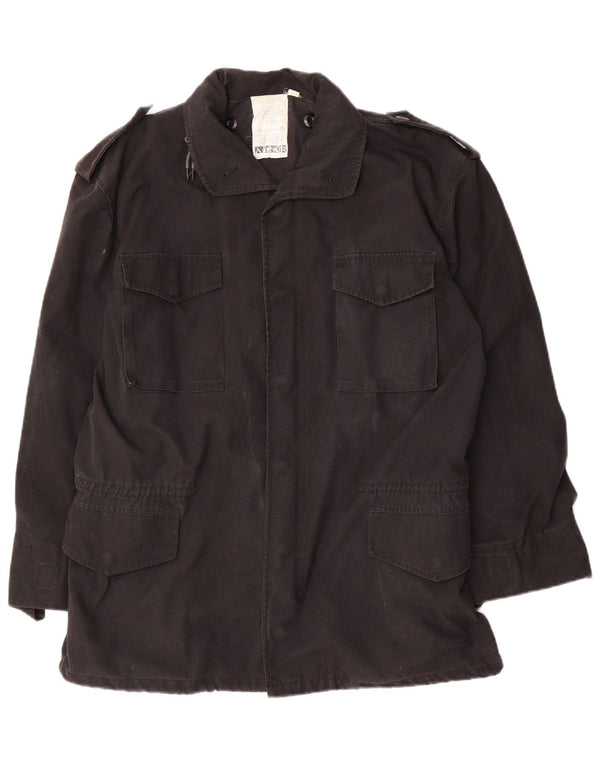 Vintage Herre Military Jacket UK 40 Stor Sort Bomuld