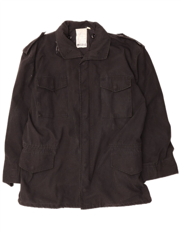 Vintage Mens Military Jacket UK 40 Large Black Cotton