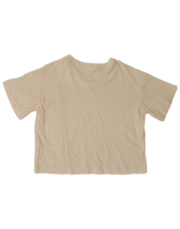 Champion Womens Crop Graphic T-Shirt Top UK 18 XL White Cotton