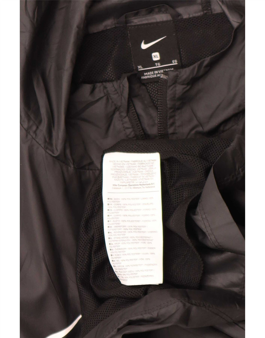 Nike Mens Graphic Hooded Rain Jacket UK 42 XL Black Polyester