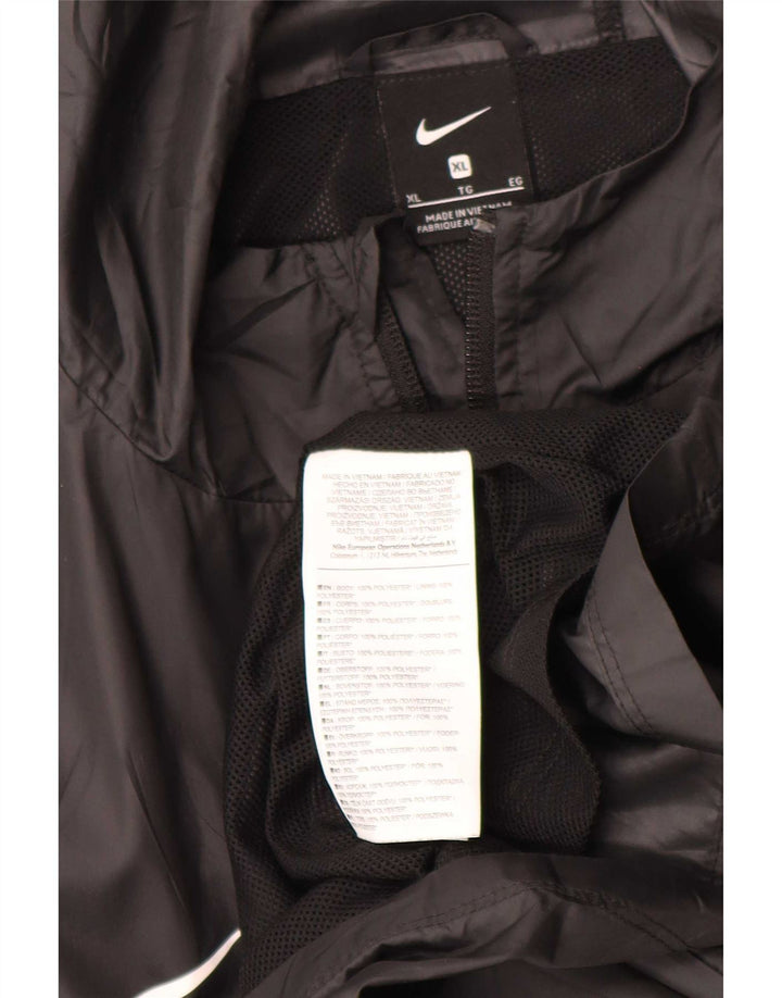 Nike Mens Graphic Hooded Rain Jacket UK 42 XL Black Polyester