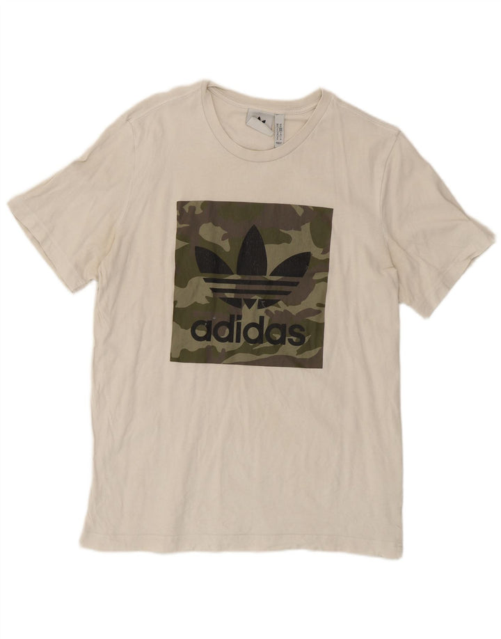 Adidas Mens Graphic T-Shirt Top Medium White Camouflage Cotton