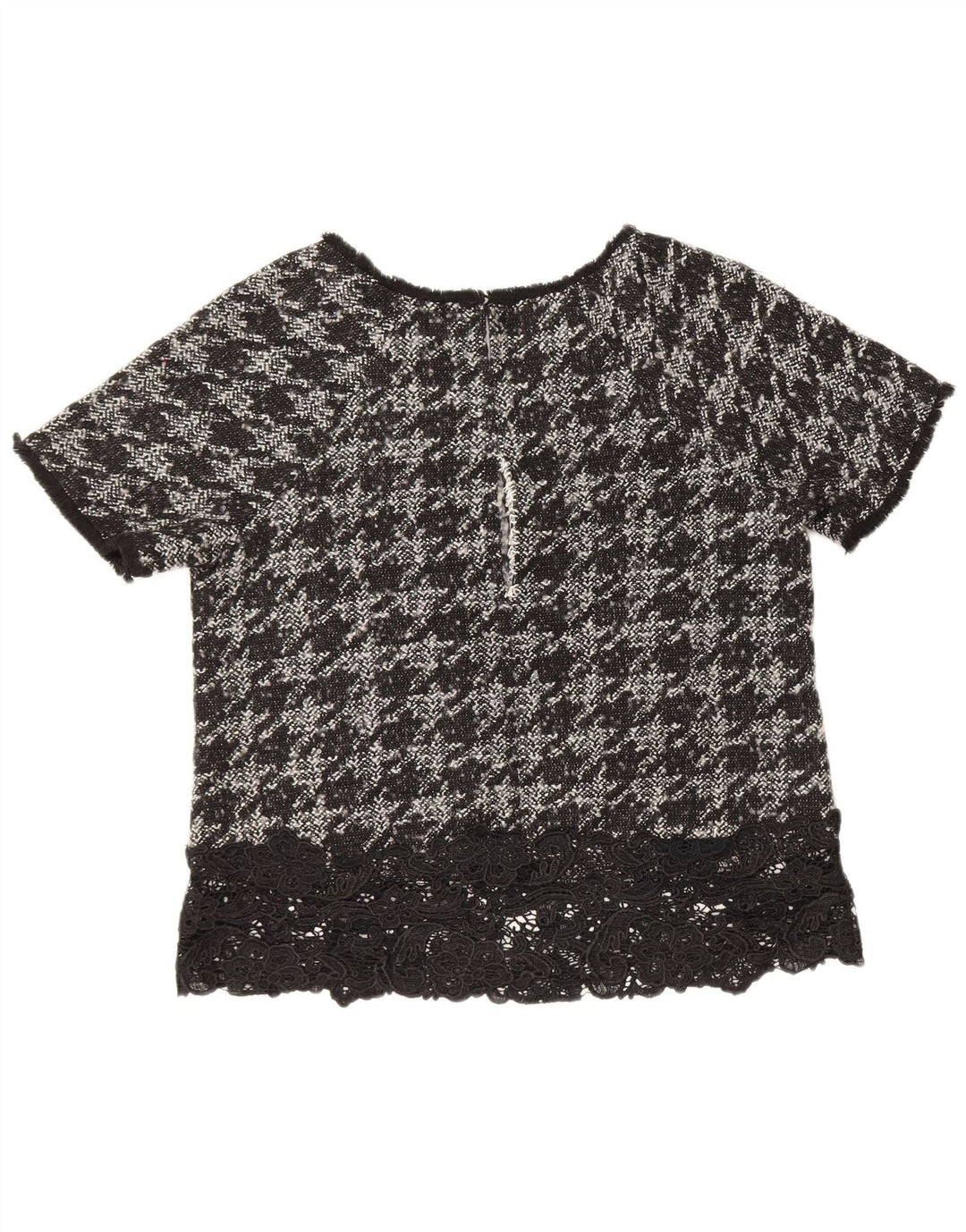 Rick Cardona Damebluse Top UK 12 Medium Black Houndstooth Polyester