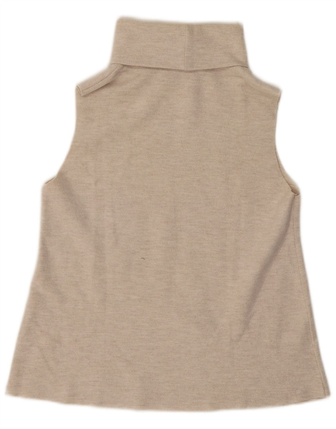 Zara Womens Roll Neck Vest Top UK 12 Medium Beige Cotton