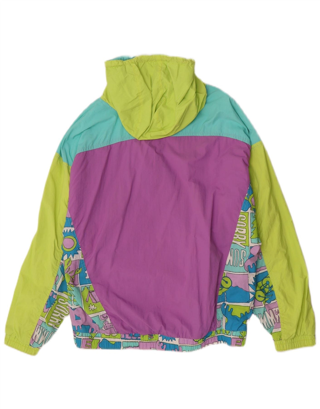Desculpe feminino gráfico anorak jaqueta IT 46 grande retro multicolorido