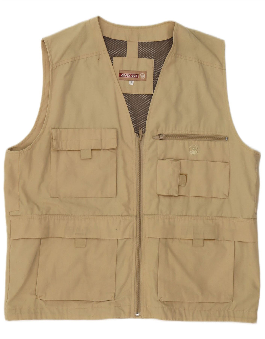 Brugi Mens Utility Gilet UK 40 Large Khaki Polyester