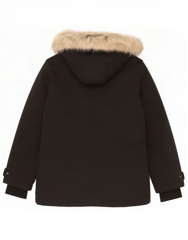 Zara Dame Hætte Polstret Jakke UK 16 Stor Sort Polyester