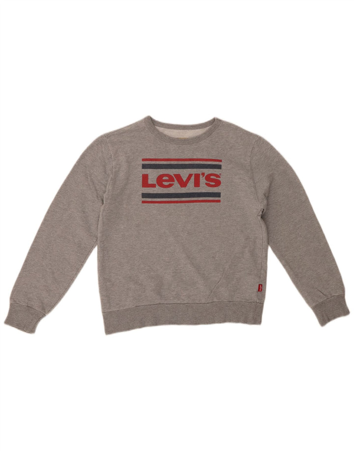 LEVI'S Boys Graphic Sweatshirt Jumper 11-12 Years Grey Cotton
