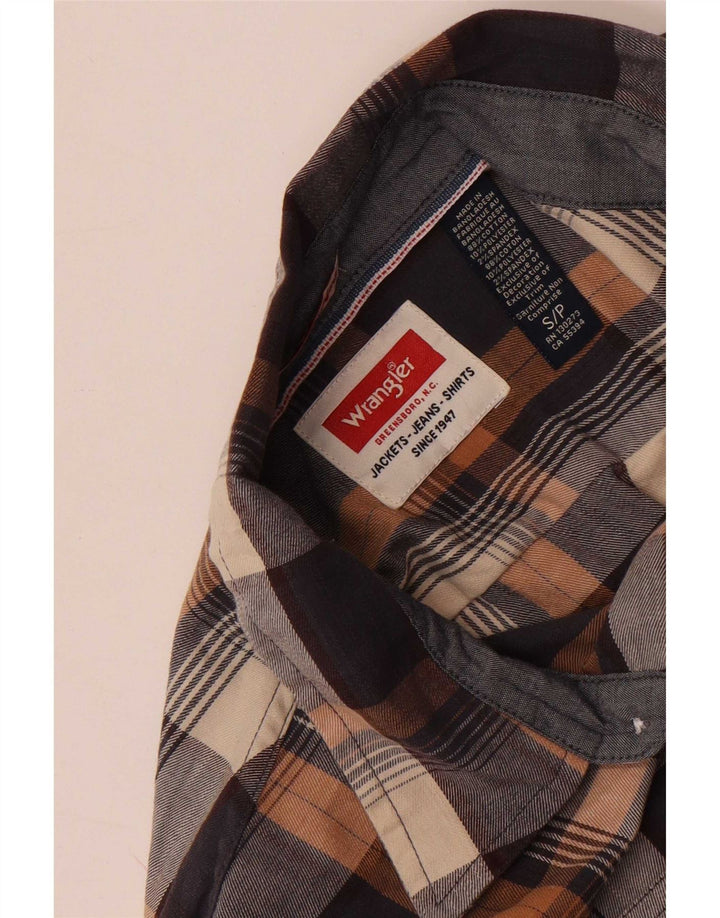 Camisa masculina de flanela Wrangler pequena de algodão xadrez multicolorido