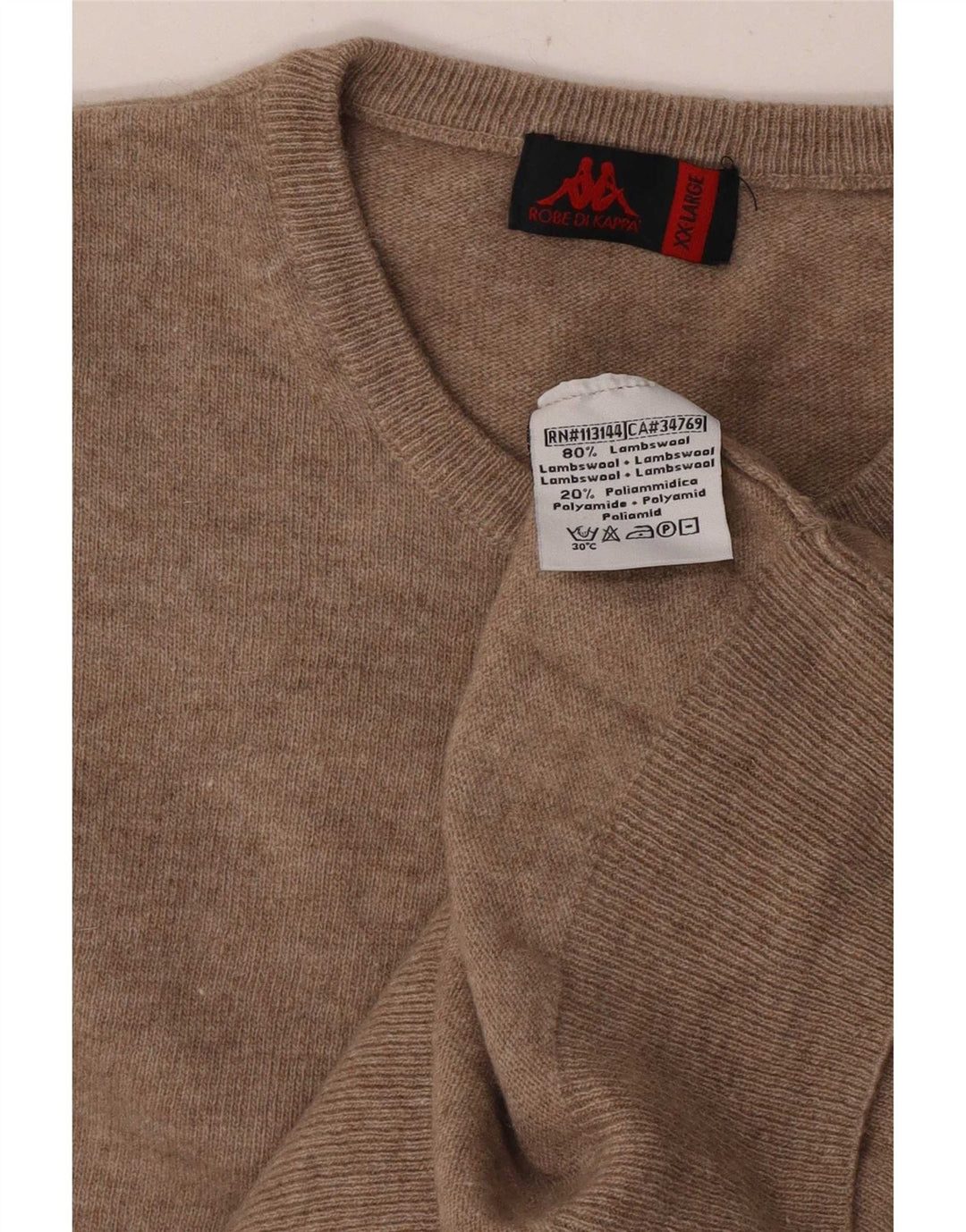Kappa Herre Crew Neck Jumper Sweater 2XL Beige Lammeuld