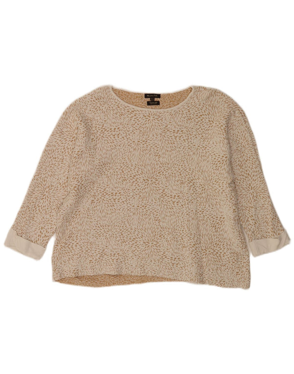 Massimo Dutti Womens Boat Neck Jumper Sweater UK 14 Medium Beige Floral