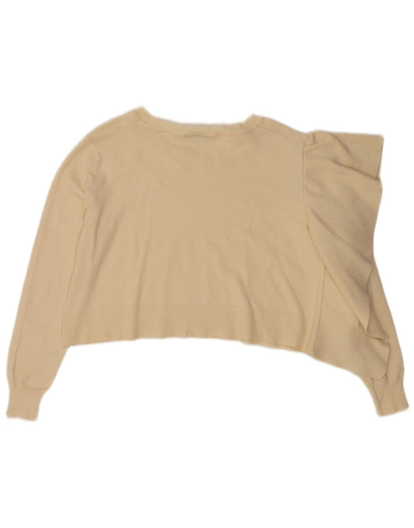 Zara Pull court surdimensionné à col rond pour femme UK 10 Petit Beige
