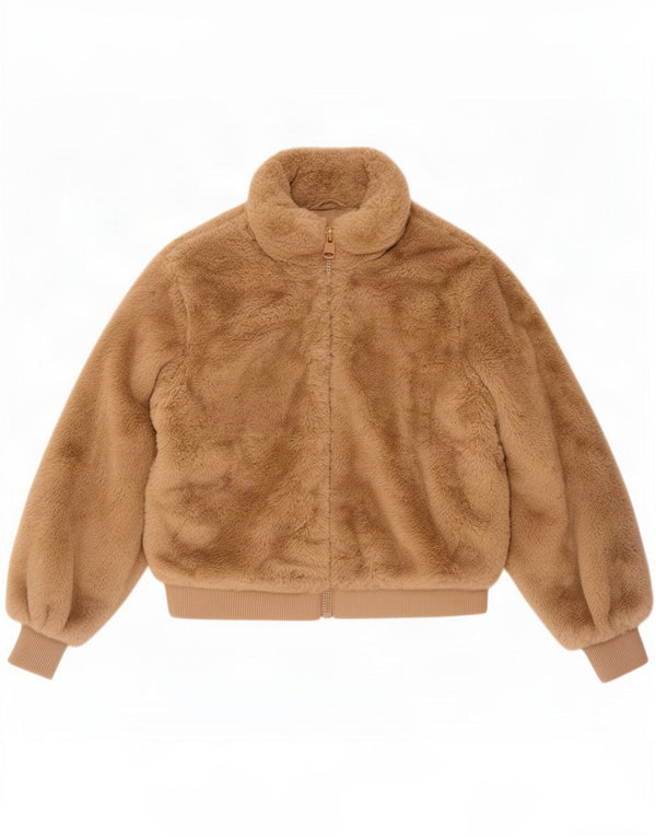 Zara Teddybär-Bomberjacke für Mädchen, 9–10 Jahre, beige, Polyester