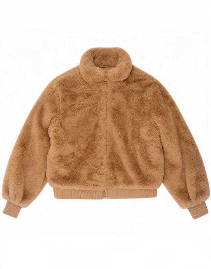 Zara Teddybär-Bomberjacke für Mädchen, 9–10 Jahre, beige, Polyester